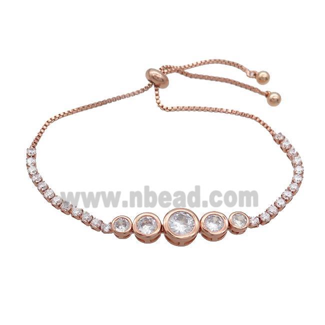 Copper Bracelets Pave Zircon Adjustable Rose Gold