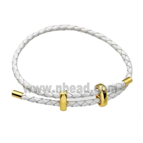 White PU Leather Bracelet Adjustable