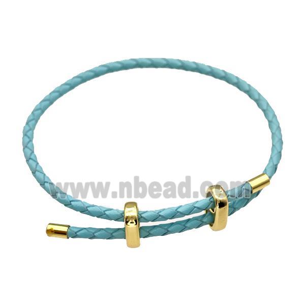 TurqBlue PU Leather Bracelet Adjustable