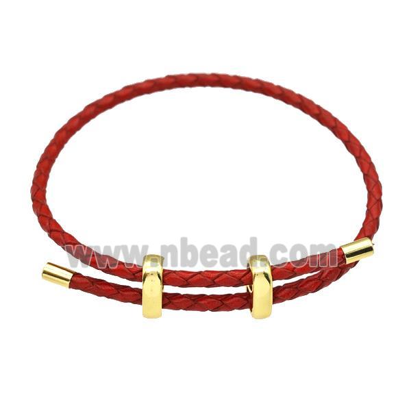 Red PU Leather Bracelet Adjustable