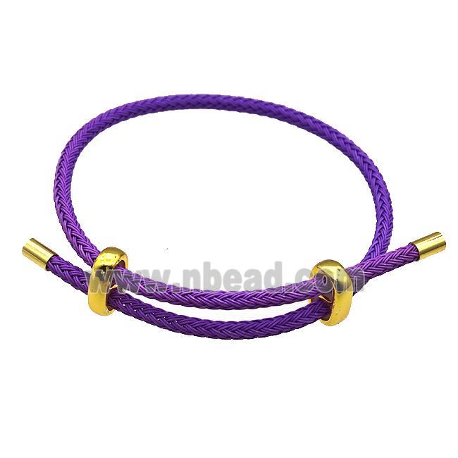 Purple Tiger Tail Steel Bracelet Adjustable