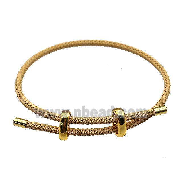 Beige Tiger Tail Steel Bracelet Adjustable