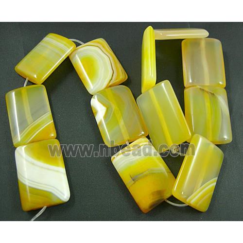 Natural Agate beads, Rectangle, yellow dye