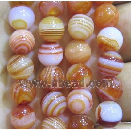 stripe red agate bead, round