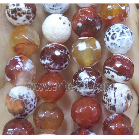faceted round red Fired Agate beads