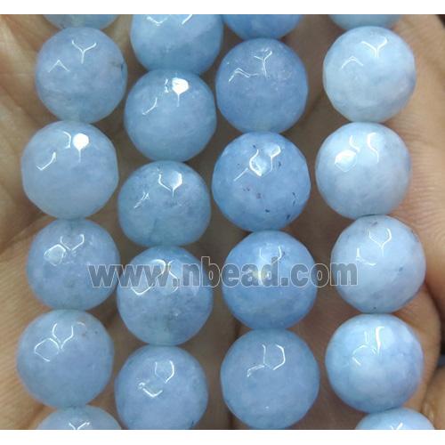 Agate beads, faceted round, blue