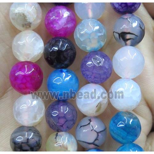 Agate beads, faceted round, mix color