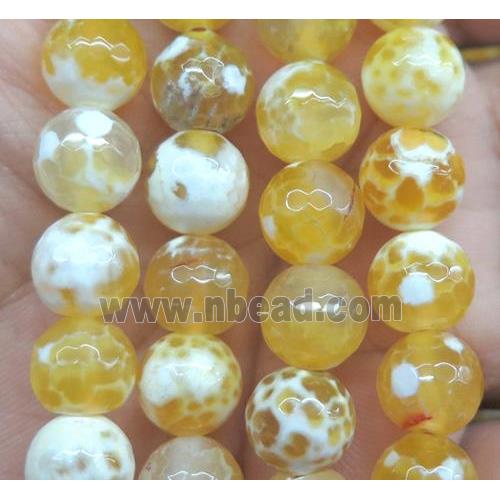 yellow fired Agate beads, faceted round