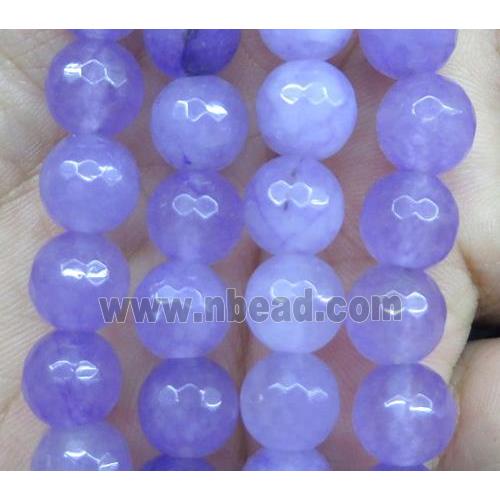 Agate beads, faceted round, lavender