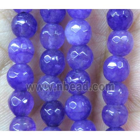 Agate bead, faceted round, lavender