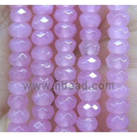 pink jade bead, faceted rondelle
