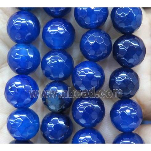 deep blue agate bead, faceted round