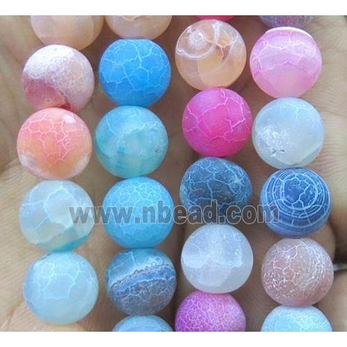 mix frosted Crackle Agate Stone beads, round