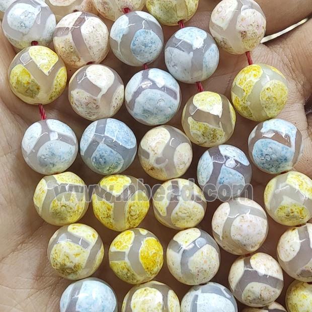 tibetan agate bead, faceted round, mix color