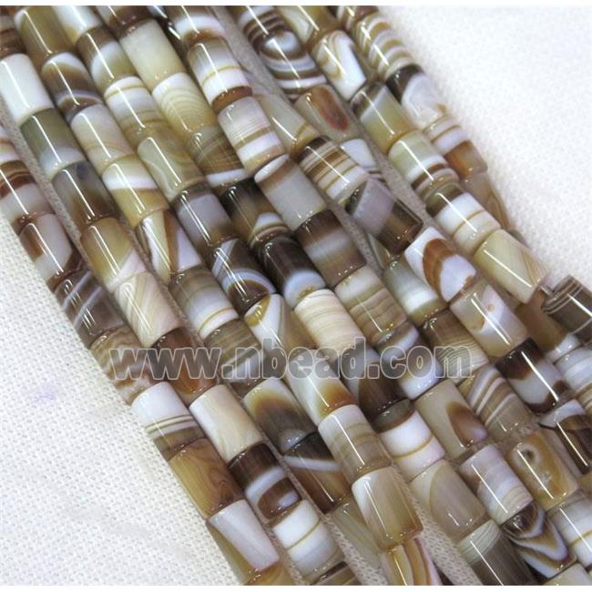coffee stripe Agate beads, tube