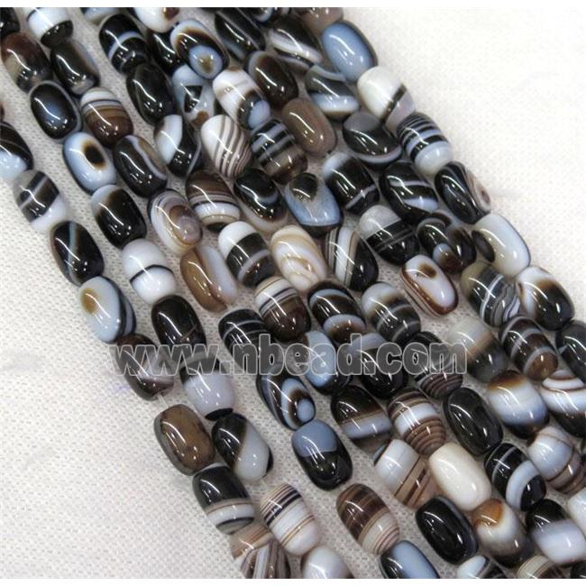 black stripe Agate barrel beads