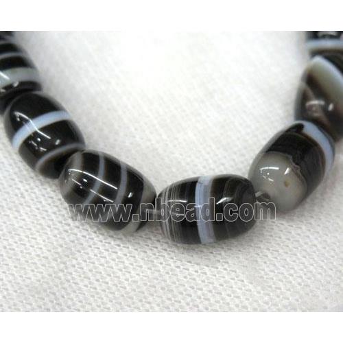 black stripe Agate barrel beads