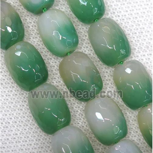 green Agate beads, faceted barrel