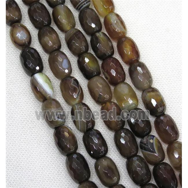 coffee Agate beads, faceted barrel