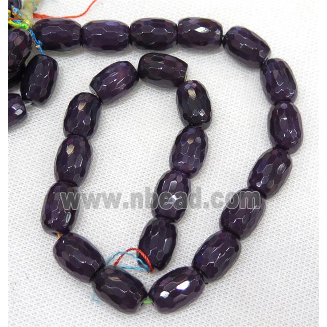 deep purple Agate beads, faceted barrel
