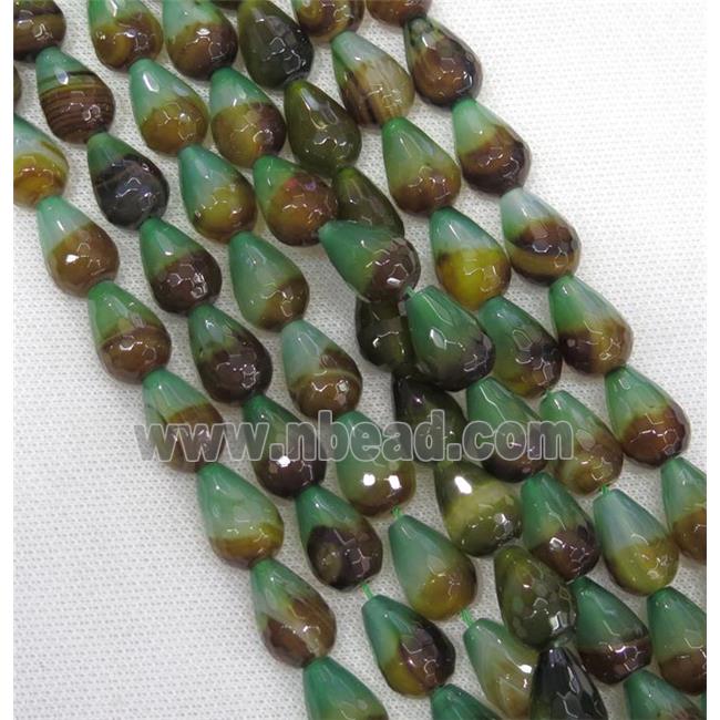 multicolor Agate beads, faceted teardrop