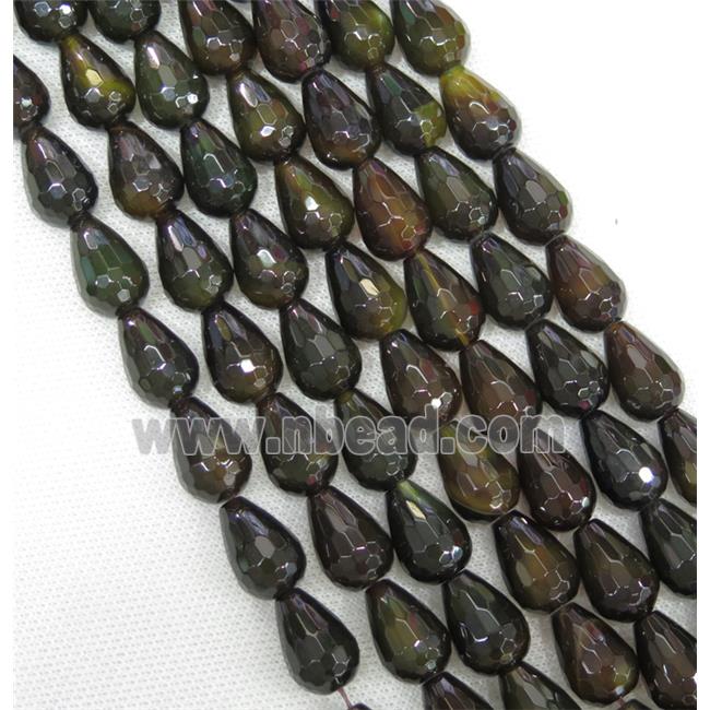 Agate beads, faceted teardrop