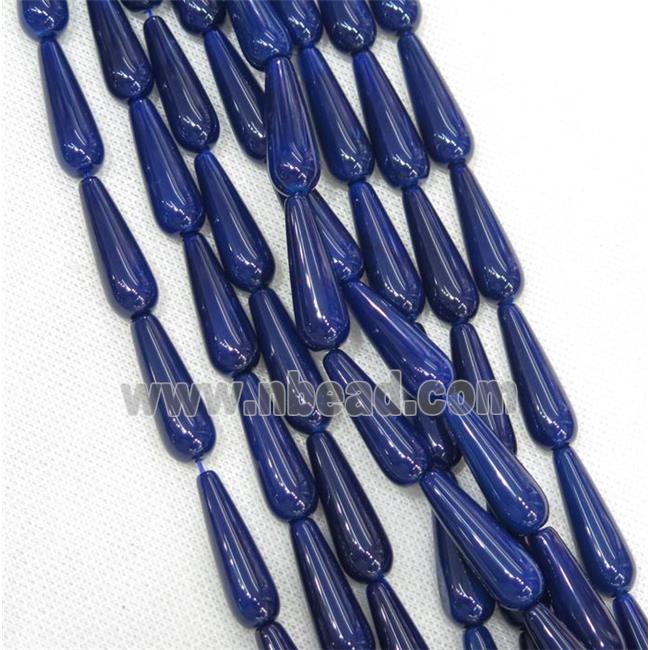 deep blue Agate teardrop beads