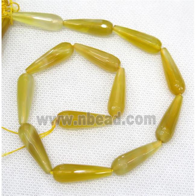 yellow Agate beads, faceted teardrop
