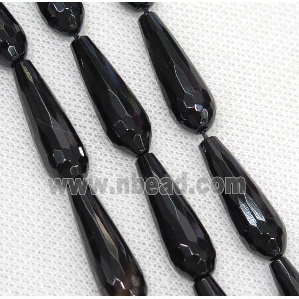 black Agate beads, faceted teardrop