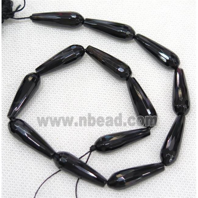 black Agate beads, faceted teardrop