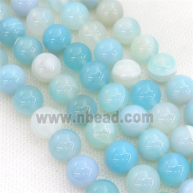 round striped Agate Beads, lt.blue