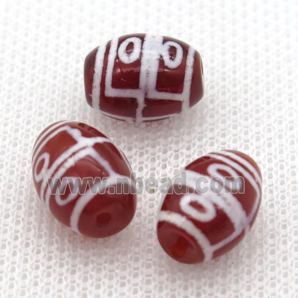 red tibetan DZi barrel beads