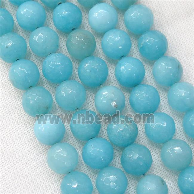 aqua Agate Beads, faceted round