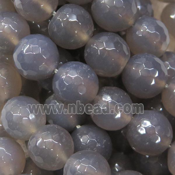 gray Agate Beads, faceted round