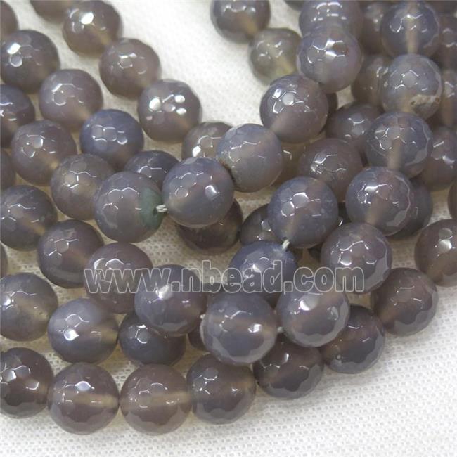 gray Agate Beads, faceted round