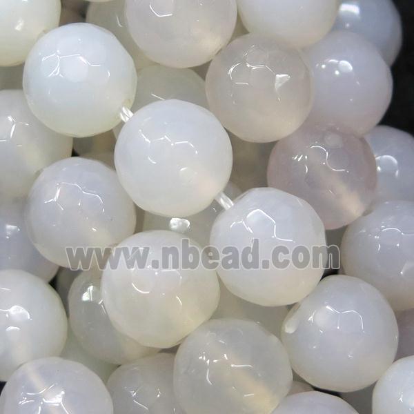 white Agate Beads, faceted round