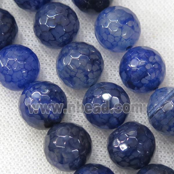 blue Veins Agate Beads, faceted round