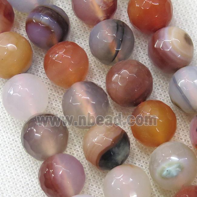 natural Agate Beads, faceted round, mixed color