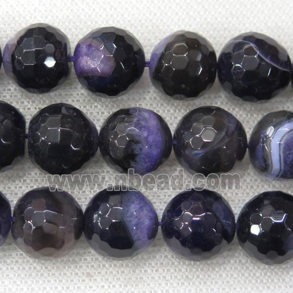 purple Druzy Agate beads, faceted round