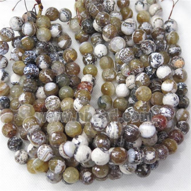 coffee Fire Agate Beads, faceted round