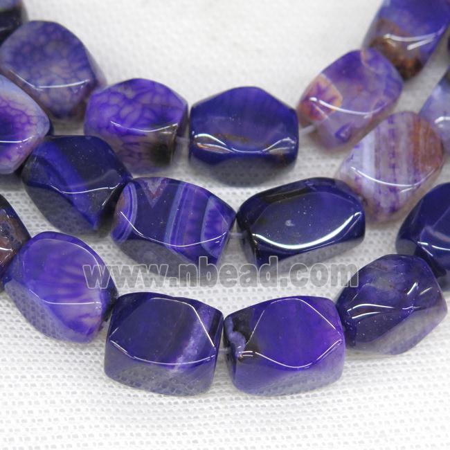 purple Agate beads, faceted cuboid