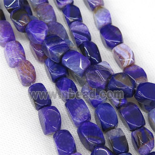purple Agate beads, faceted cuboid