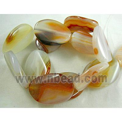 Natural Agate beads, twist oval