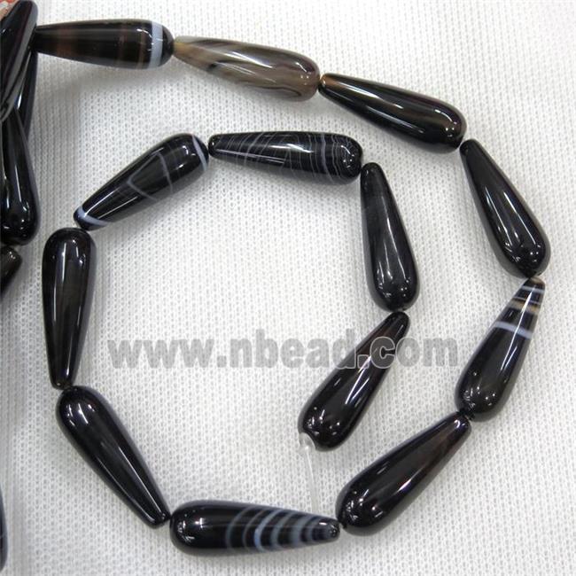 black stripe Agate teardrop beads