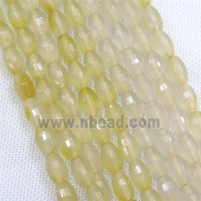 lt.yellow Agate beads, faceted barrel