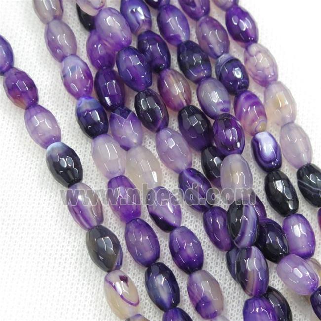 purple Agate beads, faceted barrel