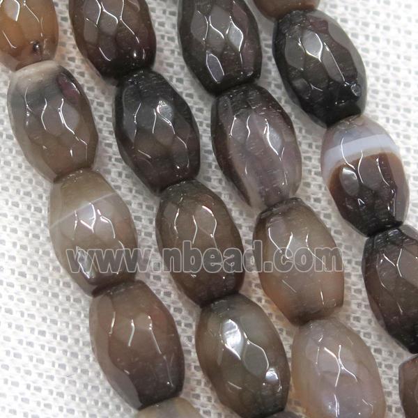 coffee Agate beads, faceted barrel