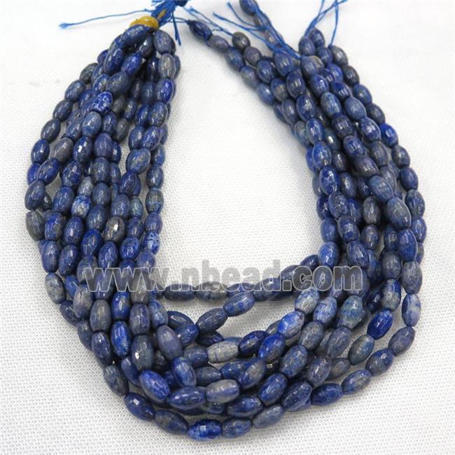 faceted blue Lapis Lazuli barrel beads