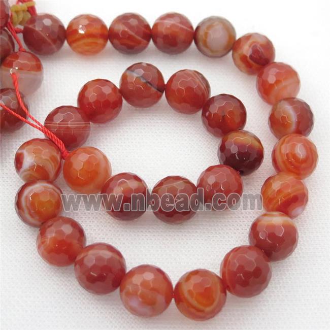 natural red Carnelian Agate beads, sardonyx, faceted round
