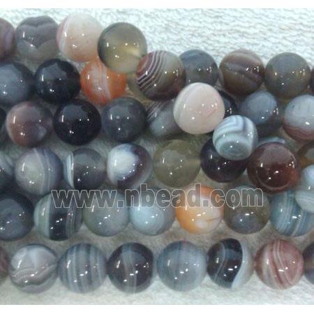 natural round botswana agate beads, gray